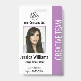 Modern Company Logo Foto Paars Employee ID Badge