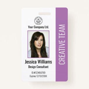 Modern Company Logo Foto Paars Employee ID Badge