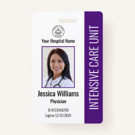 Modern Company Logo Foto Paars Employee ID Badge