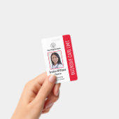 Modern Company Logo Foto Red Employee ID Badge (Handheld)
