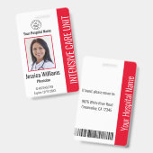 Modern Company Logo Foto Red Employee ID Badge (Front & Back)
