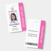Modern Company Logo Foto Roze werknemer ID Badge (Front & Back)