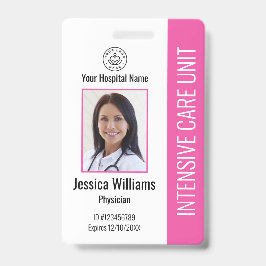 Modern Company Logo Foto Roze werknemer ID Badge