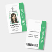 Modern Company Logo Green Employee ID Badge (Front & Back)