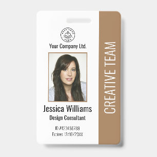 Modern Company Logo Photo Brown Employee ID Badge