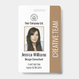Modern Company Logo Photo Brown Employee ID Badge