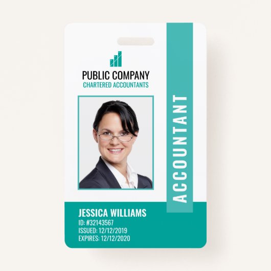 Modern Company Logo Photo Employee-id Badge (Voorkant)