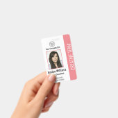 Modern Company Logo Photo Pink Employee ID Badge (Handheld)