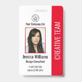 Modern Company Logo Photo Red Employee ID Badge