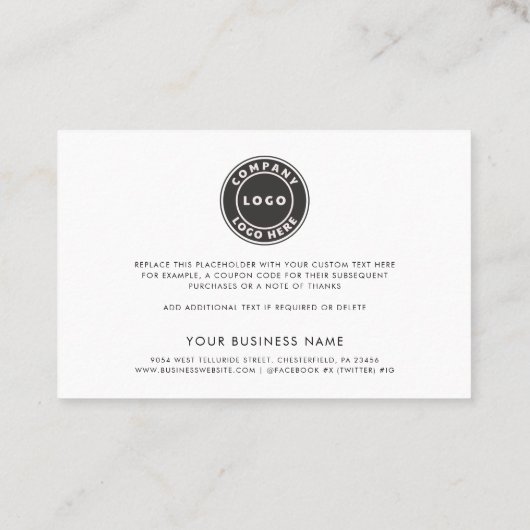 Modern Company Logo Script Dank u wel Visitekaartje (Achterkant)