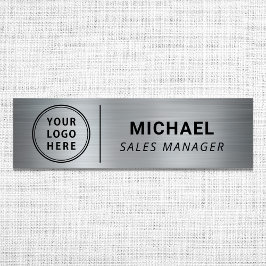 Modern Company Logo Silver Naamplaatje