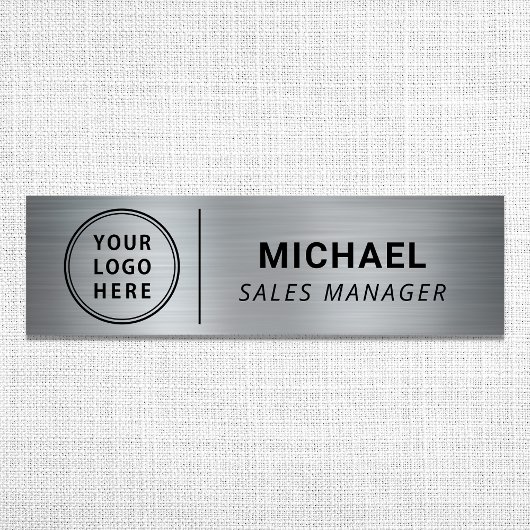 Modern Company Logo Silver Naamplaatje