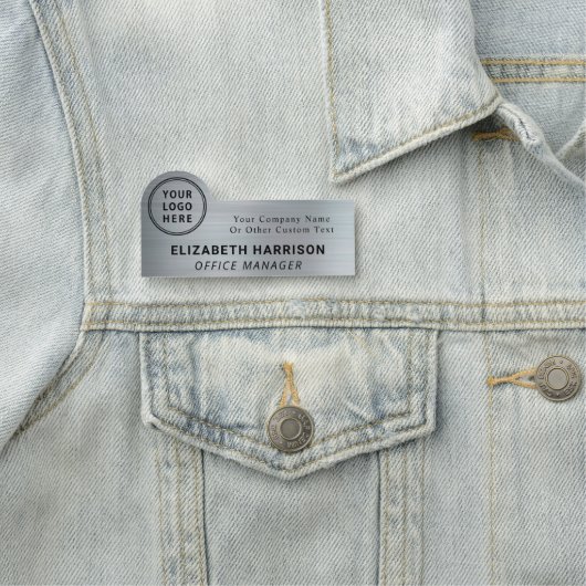 Modern Company Logo Silver Naamplaatje (In situ)