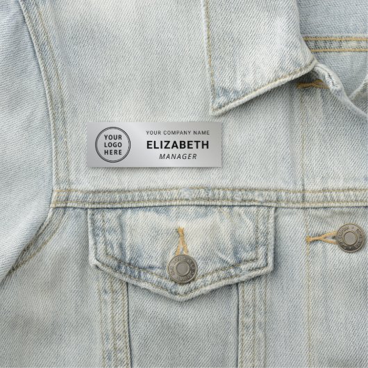 Modern Company Logo Silver Naamplaatje (In situ)