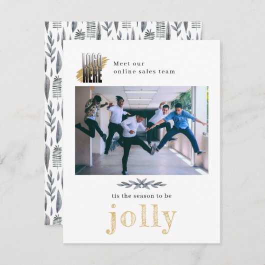 Modern Company Photo Jolly Business Kerstmis Hol Feestdagenkaart (Voorkant / Achterkant)