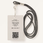 Modern Company Staff Employee ID White Sand Photo  Badge (Achterkant met draagriem)