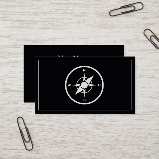 Modern Compass Gold Nautical Business Card Visitekaartje (Voorkant / Achterkant in situ)