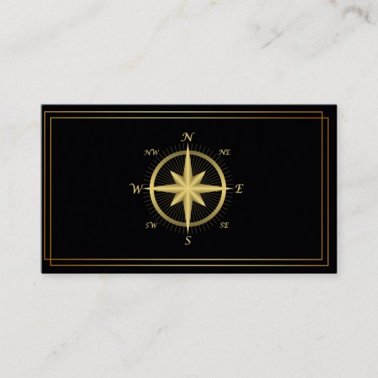 Modern Compass Gold Nautical Visitekaartje (Voorkant)