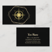 Modern Compass Gold Nautical Visitekaartje (Voorkant / Achterkant)