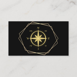 Modern Compass Gold Nautical Visitekaartje