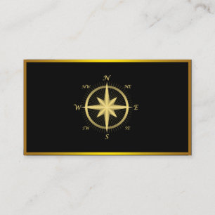 Modern Compass Gold Nautical Visitekaartje