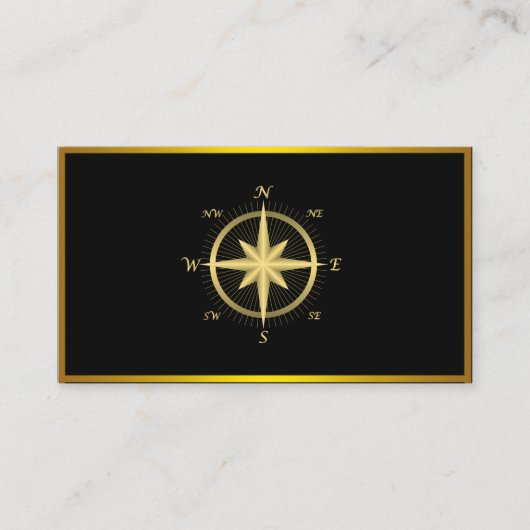 Modern Compass Gold Nautical Visitekaartje (Voorkant)
