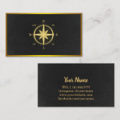 Modern Compass Gold Nautical Visitekaartje (Voorkant / Achterkant)