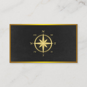 Modern Compass Gold Nautical Visitekaartje