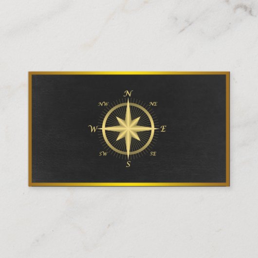 Modern Compass Gold Nautical Visitekaartje (Voorkant)