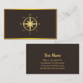 Modern Compass Gold Nautical Visitekaartje (Voorkant / Achterkant)