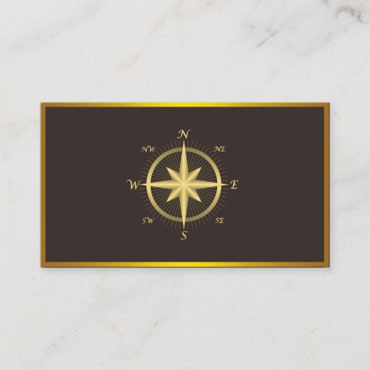 Modern Compass Gold Nautical Visitekaartje (Voorkant)