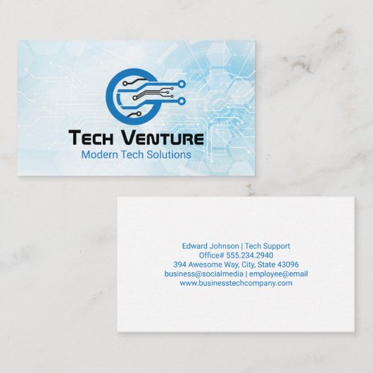 Modern Computer Science Tech-logo Visitekaartje (Voorkant / Achterkant)