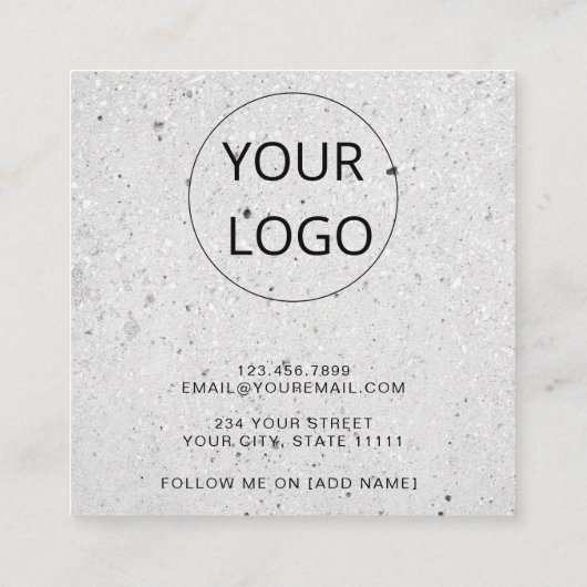 Modern Concrete Abstract Oorbel Display QR-code Vierkante Visitekaartje (Achterkant)