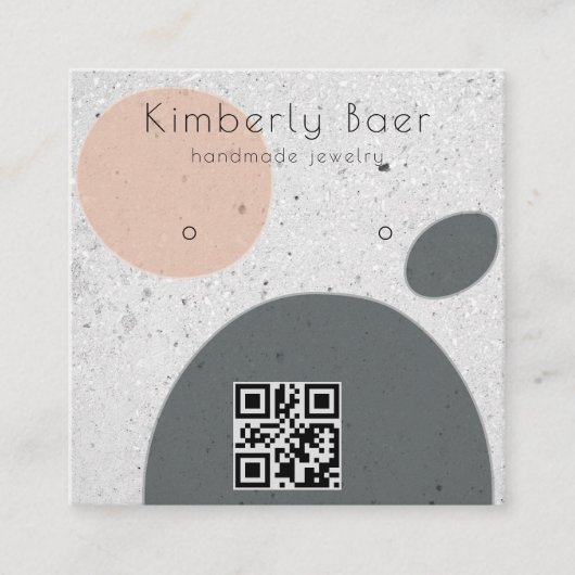 Modern Concrete Abstract Oorbel Display QR-code Vierkante Visitekaartje (Voorkant)