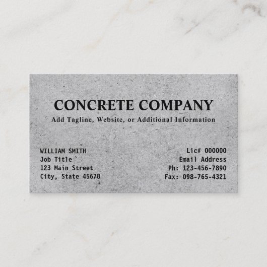 Modern Concrete Company Visitekaartje (Voorkant)