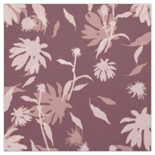Modern Coneflowers Floral Pattern Bleek Paars Stof
