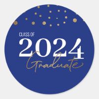 Modern Confetti Blauw Goud Afstudeerklas 2024