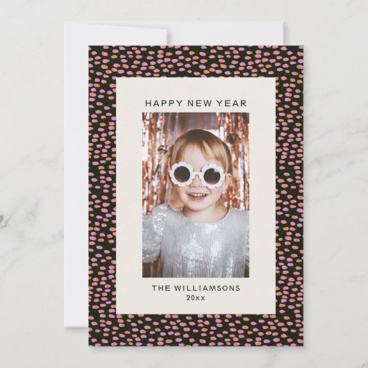 Modern Confetti Dots Festive New Year Feestdagenkaart (Voorkant)