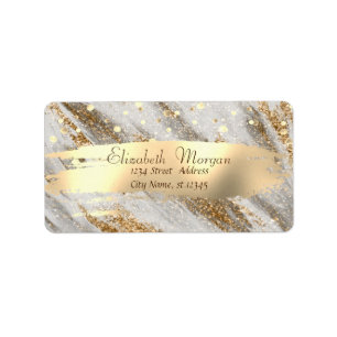Modern Confetti, Gouden Glitter Kwaststreek Etiket