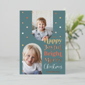 Modern Confetti Happy Joyful, twee foto's Folie Feestdagenkaart (Staand Voorkant)