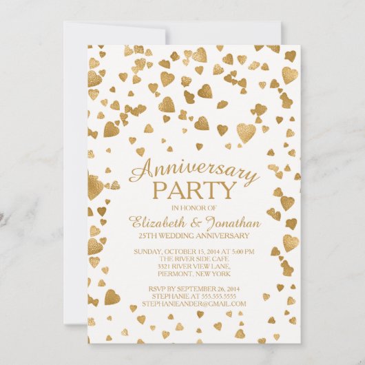 Modern Confetti Heart Jubileum Kaart (Voorkant)
