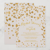 Modern Confetti Hearts Bridal Shower Invitation Kaart (Voorkant / Achterkant)