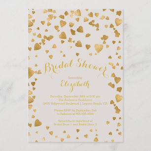 Modern Confetti Hearts Bridal Shower Invitation Kaart