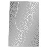 Modern Confetti Polka Dots Pattern Grey and Silver Medium Cadeauzakje (Achterkant)