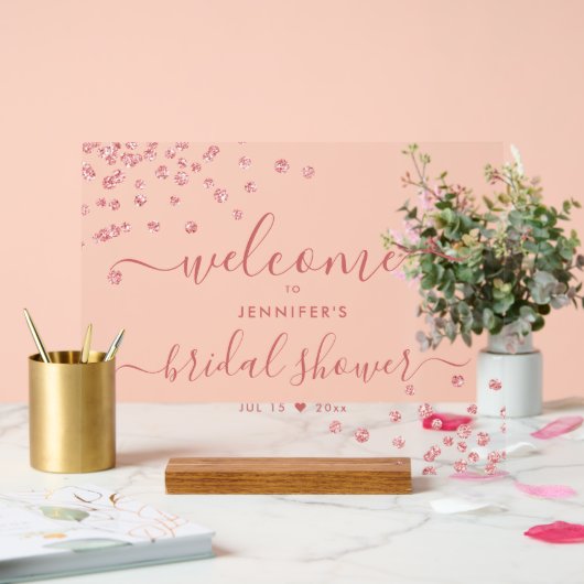 Modern Confetti Script Vrijgezellenfeest Welkom Bl Acryl Bord (Huwelijk)