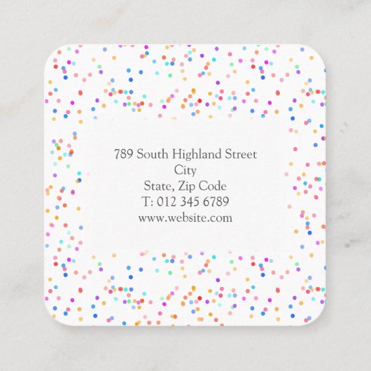 Modern Confetti Vierkante Visitekaartje (Achterkant)