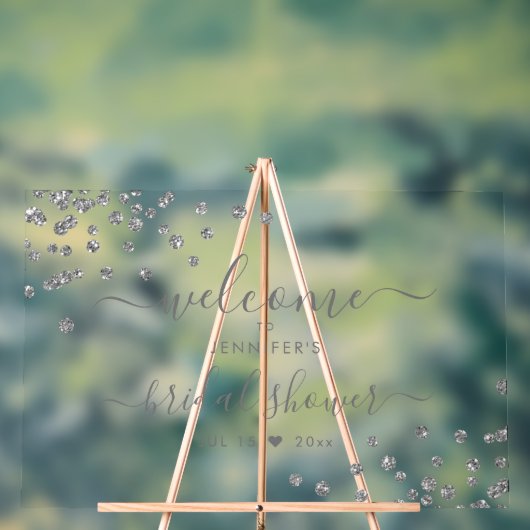 Modern Confetti Vrijgezellenfeest Welcome Silver Acryl Bord (Neutraal)