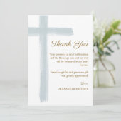 Modern Confirmation Blue Cross Bedankkaart (Staand voorkant)