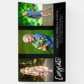 Modern Congrats 3 foto Afstuderen banner - zwart (Verticaal)