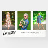 Modern Congrats 3 Photo Afstuderen Banner - White (Horizontaal)